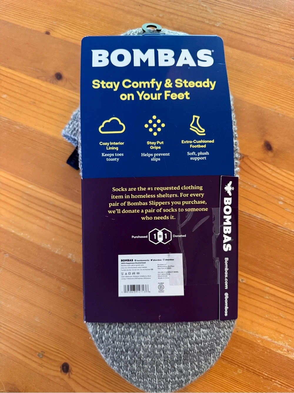 Bombas The Gripper Slipper Half-Sock in Gray